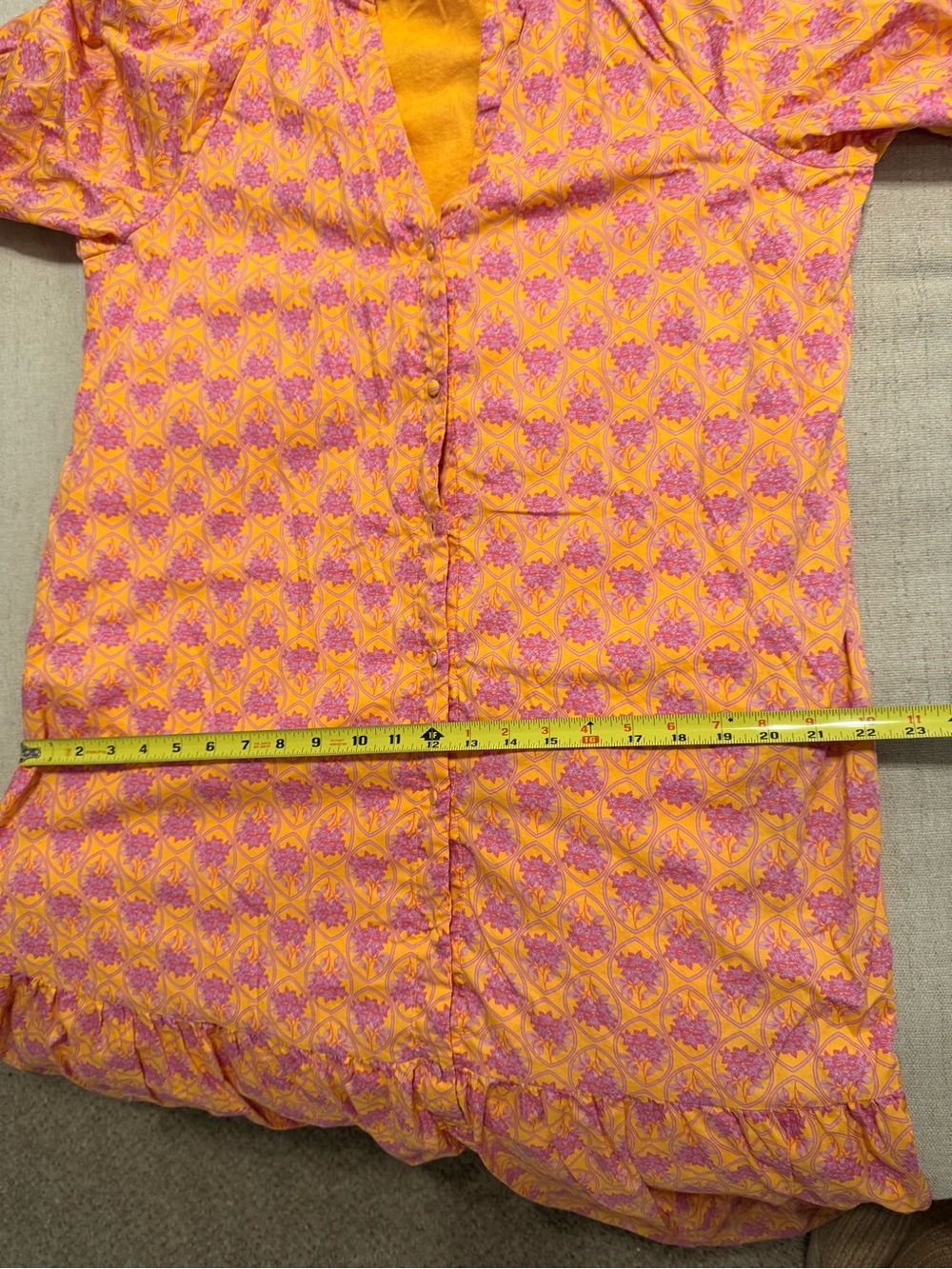100% Cotton Women’s XL Orange/Purple Floral Midi Puff Sleeve Pocket by Sugarlips - Picture 14 of 14